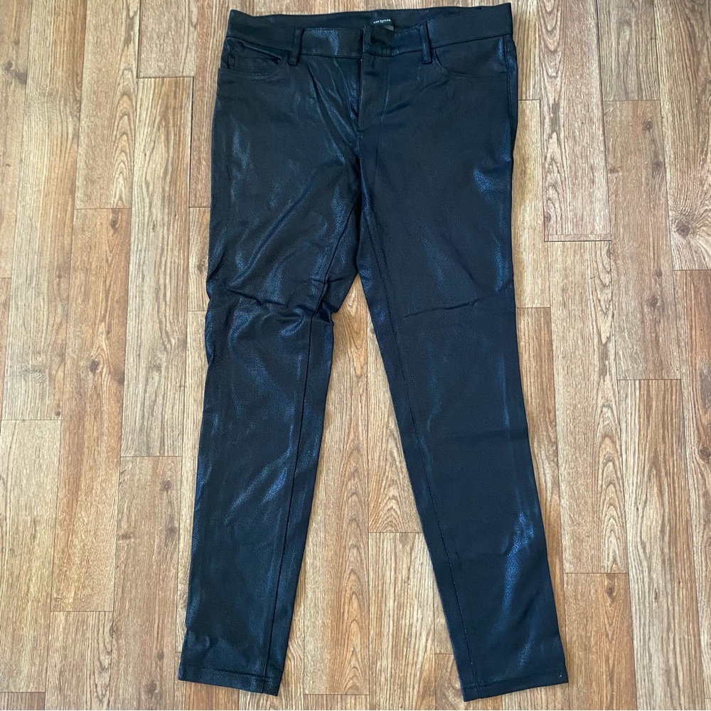 Ann Taylor Faux Leather Pants 6 Skinny Stretch Y2K Mid Waist Spandex Black VTG